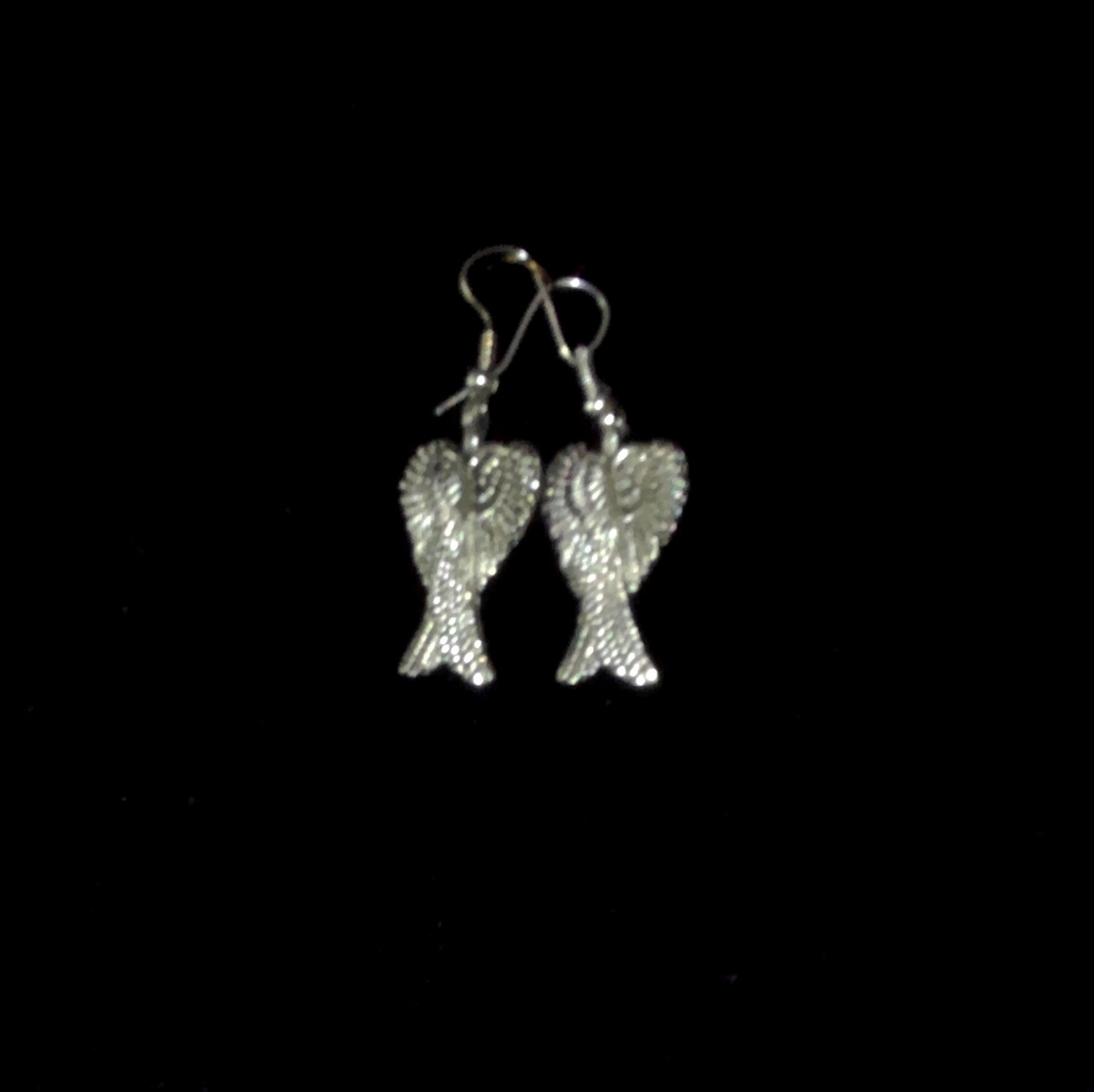 Silver Angel Double Wing Earrings